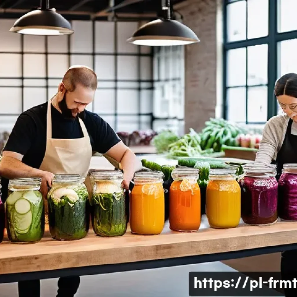 도시 발효실 운영 시 고객 요구사항 분석 방법 - **A bustling, modern urban fermentation workshop in a lively Polish city.** The space is brightly li...